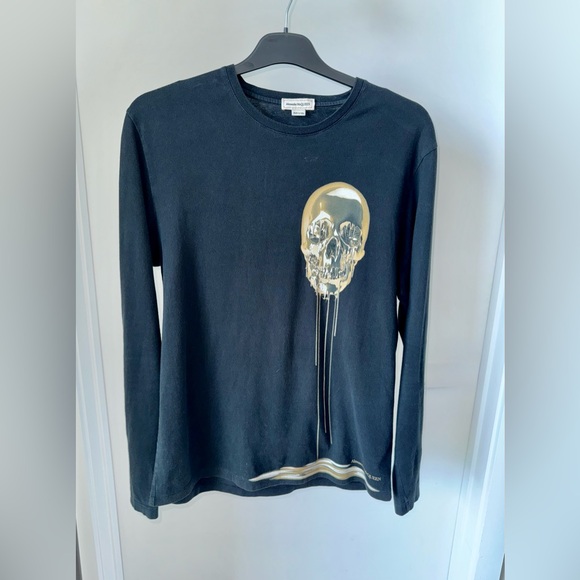 Alexander McQueen Long Sleeve Skull Mask Print Tee - Picture 1 of 6